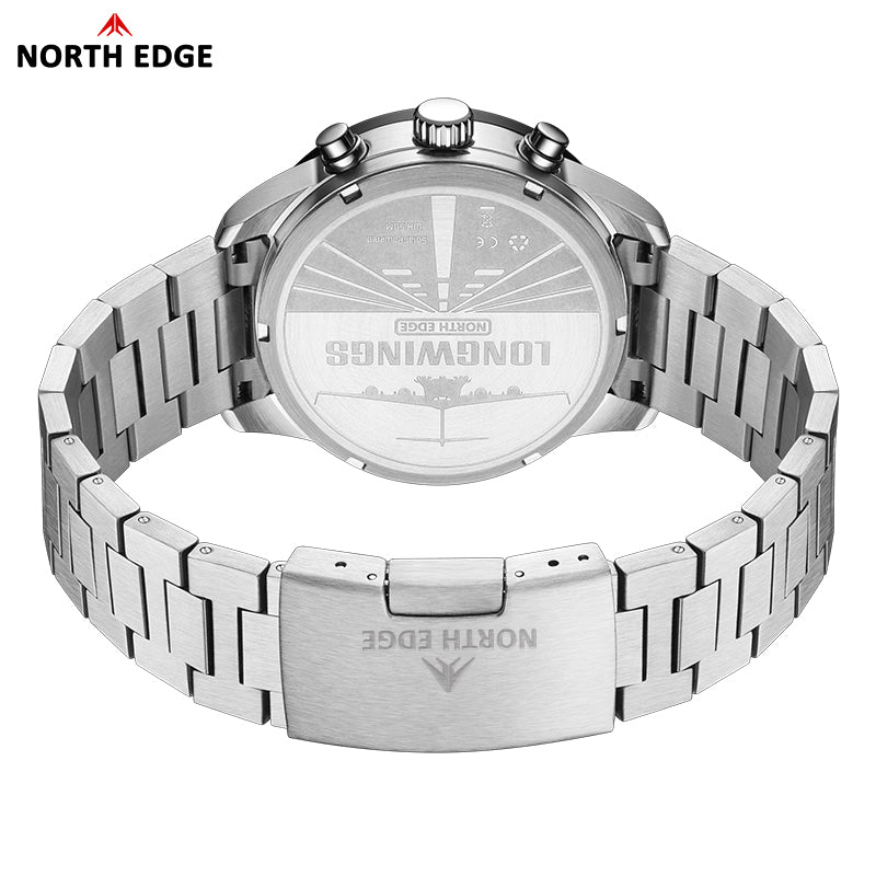 North Edge LONG WINGS Herren-Solar-Fliegeruhr – Leuchtend, wasserdicht, langlebig