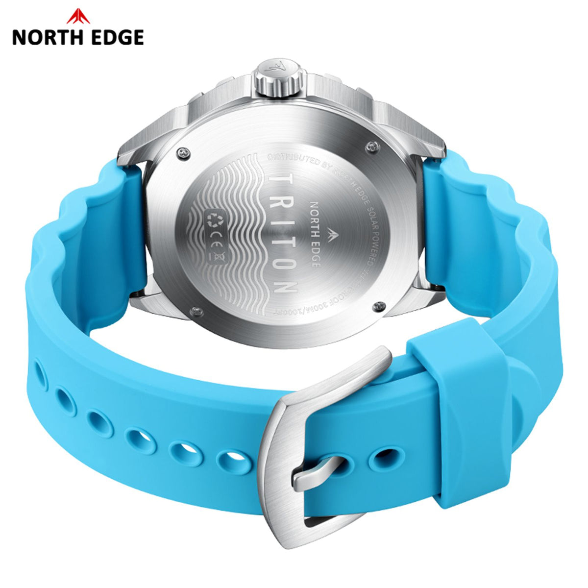 North Edge TRITON Solar-Taucheruhr – Edelstahlgehäuse, wasserdicht mit Hintergrundbeleuchtung