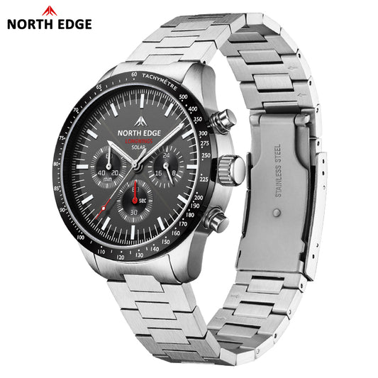 North Edge LONG WINGS Herren-Solar-Fliegeruhr – Leuchtend, wasserdicht, langlebig