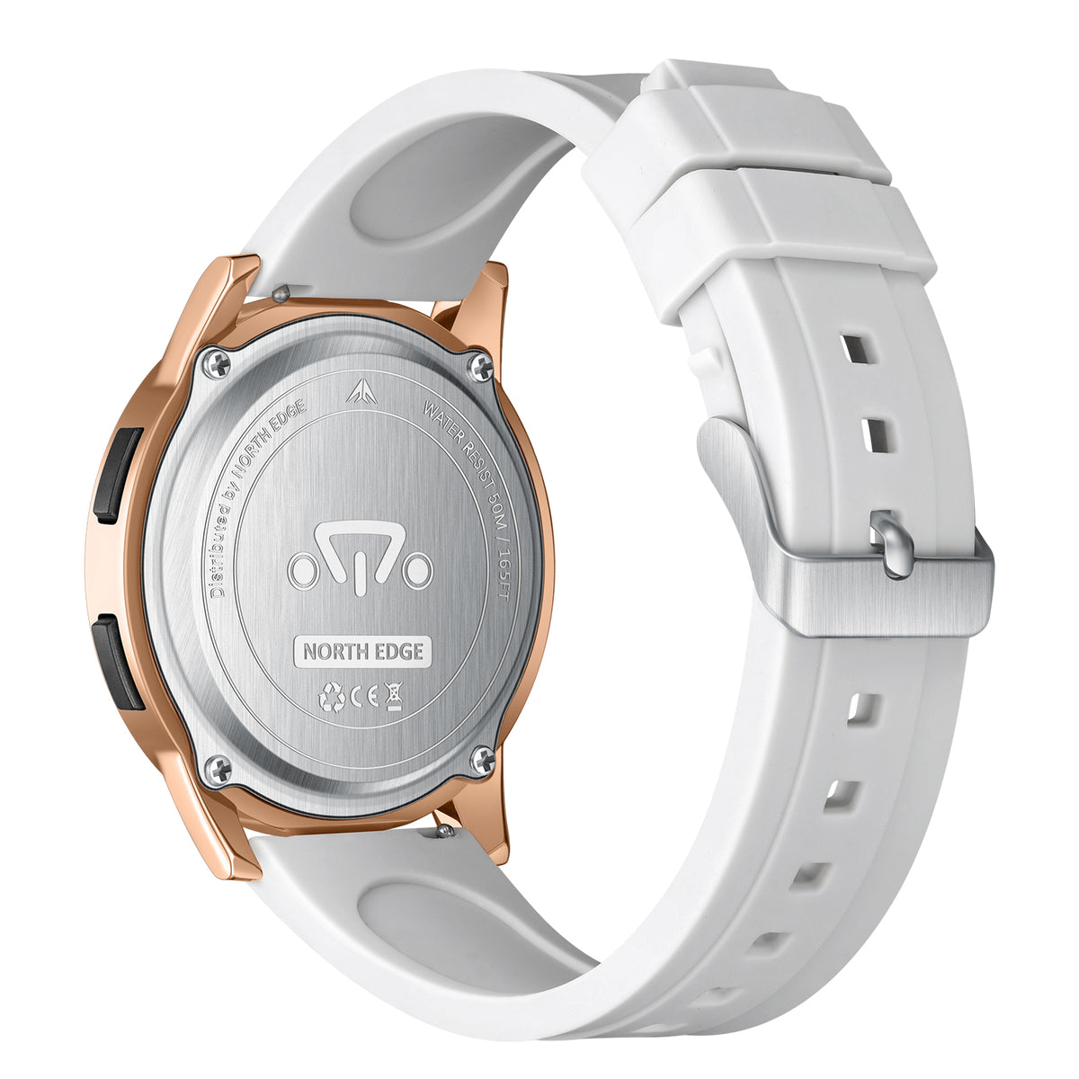 North Edge APOLLO GOLD Outdoor-Sportuhr – Wasserdicht, Zwei Zeitzonen, Schrittzähler