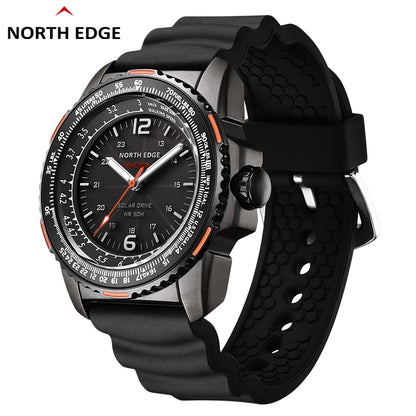 North Edge PHOTON Schwarz Solar Outdoor-Uhr – wasserdicht, langlebig, leuchtendes Display