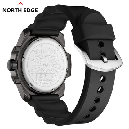 North Edge PHOTON Schwarz Solar Outdoor-Uhr – wasserdicht, langlebig, leuchtendes Display