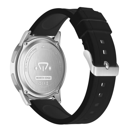 North Edge APOLLO GRAU UNISEX Outdoor-Sportuhr – Wasserdicht, Zwei Zeitzonen, Schrittzähler