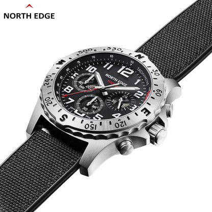 North Edge MACH 2 Herren-Solaruhr | Edelstahlgehäuse, Leuchtzeiger, wasserdicht