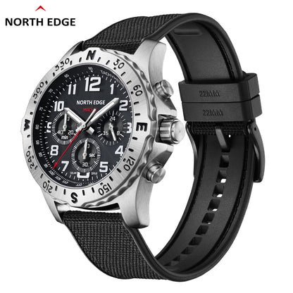North Edge MACH 2 Herren-Solaruhr | Edelstahlgehäuse, Leuchtzeiger, wasserdicht